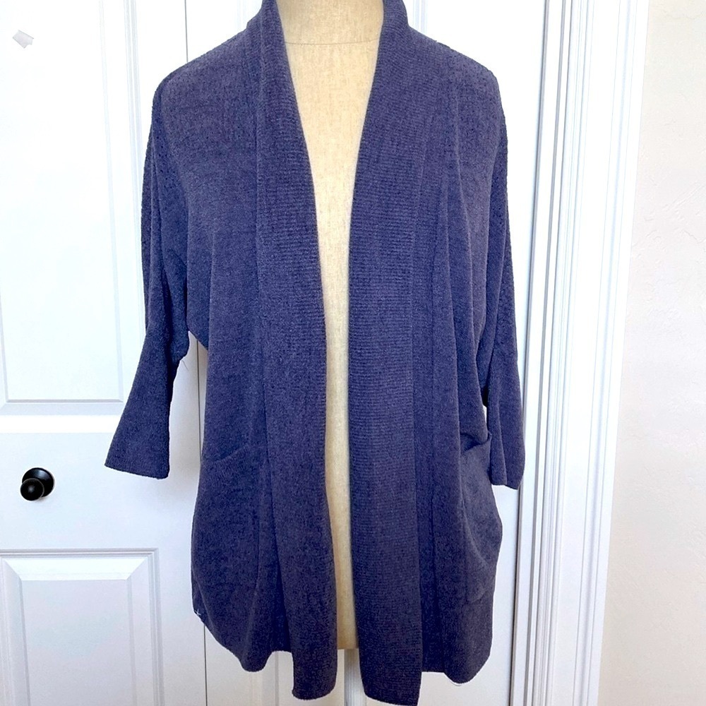 Barefoot Dreams Cardigan Sweater Women’s XS Open front CozyChic Ultra Lite Blue